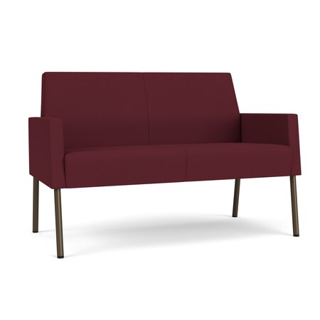 Lesro Mystic Lounge Reception Loveseat, Bronze, OH Wine Upholstery ML1501